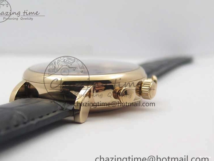 MIROTIME 0106 Portofino Chrono RG ZF 1:1 Best Edition Blue Dial Gold Markers on Black Leather Strap A FlexibleFit 7112